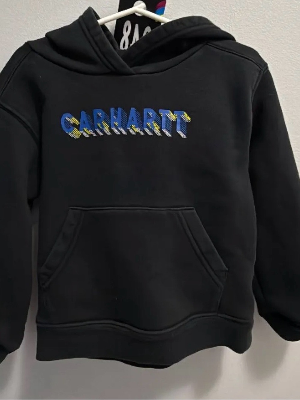 Carhartt Black Kids Hoodie with Blue & Yellow Logo